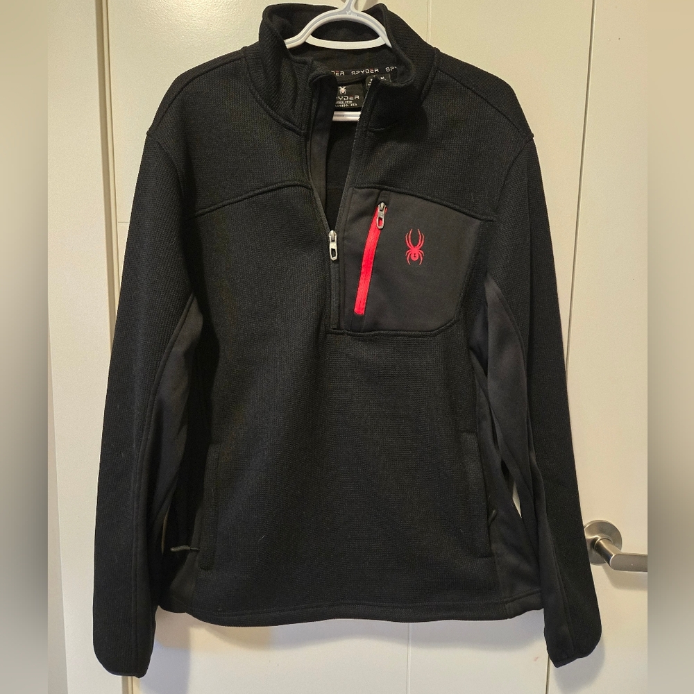 Spyder Black and Red Zip Up Sweater